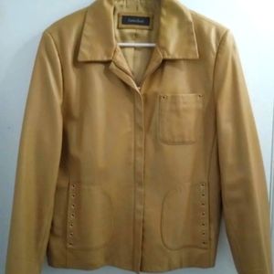 Genuine buttery soft leather light brown jacket size M